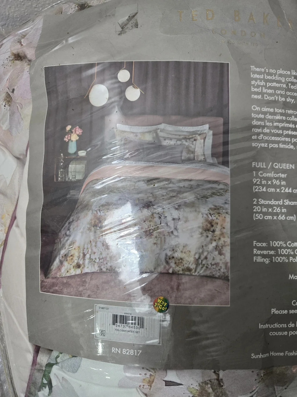 Ted Baker Floral Comforter - Pastel Pink & Cream